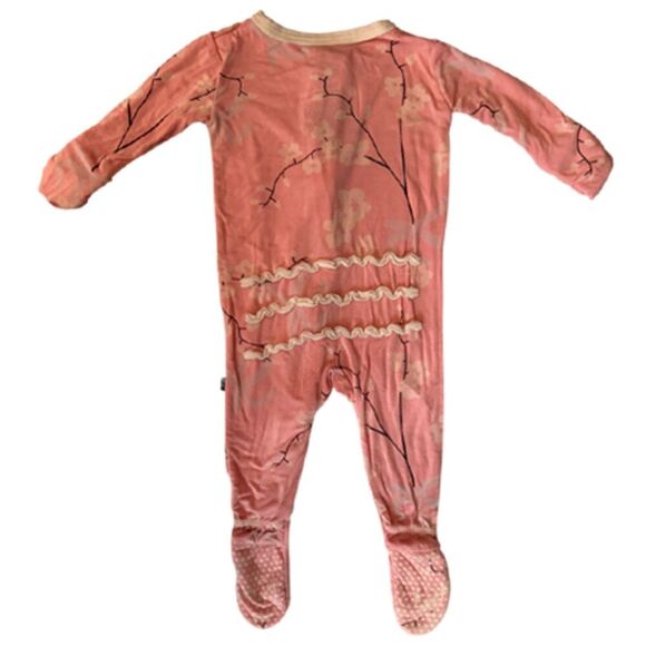 Kickee Pants Bamboo Pink Floral One Piece Sleeper Size 3-6 Months - Picture 3 of 6
